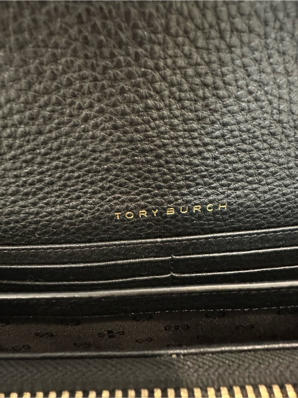 Tory Burch Black Pebbled Leather Crossbody Wallet with Logo - Picture 3 of 3